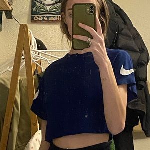Blue Nike short sleeve crop top